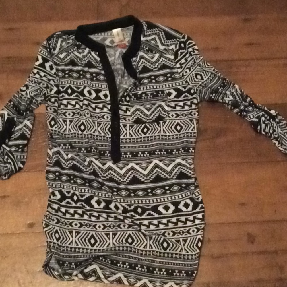 Tribal black and white shirt